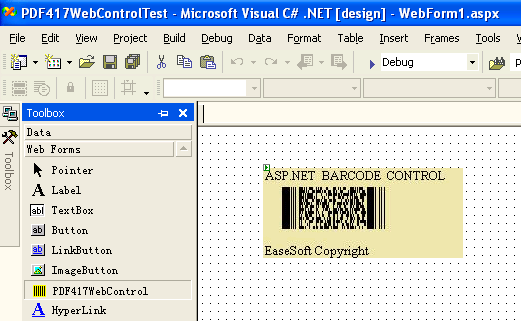 EaseSoft PDF417 Barcode ASP.NET Control Screenshot