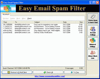 Easy Email Spam Filter Screenshot