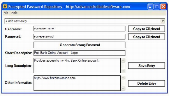 Encrypted Password Repository Screenshot