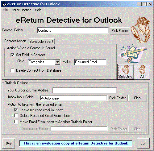 eReturn Detective for Outlook Screenshot
