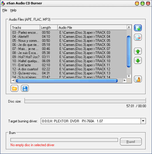 eSan Audio CD Burner Screenshot
