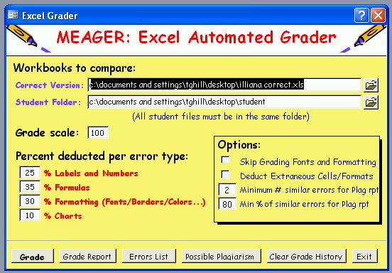 Excel Automated Grader (Marker) Screenshot