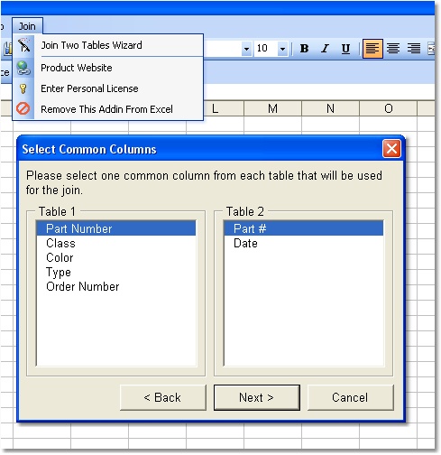 Excel Join (Merge, Match) Two Tables Software Screenshot