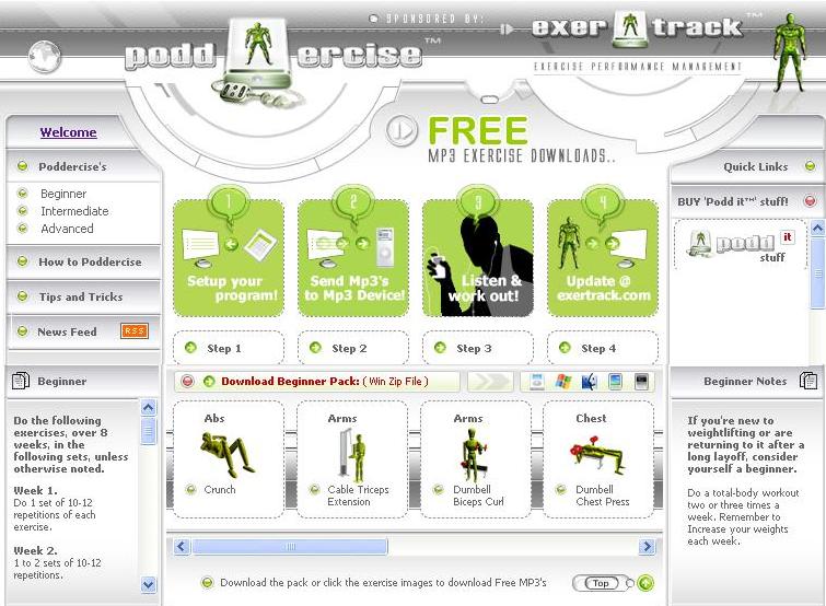 Exertrack Exercise Podcasts MP3 exercise instruction-Intermediate Screenshot
