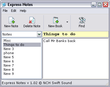 Express Notes Information Organiser Screenshot