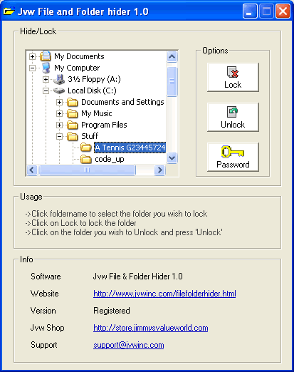 File and folder hider Screenshot