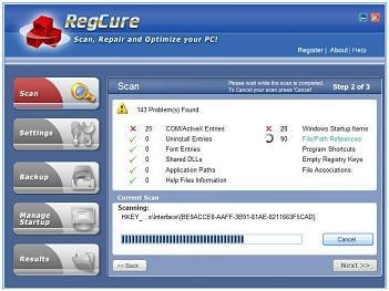 Fix PC Errors - RegCure Screenshot