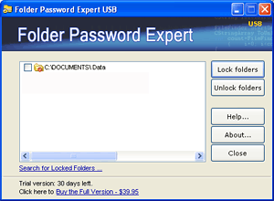 Folder Password Expert USB Screenshot