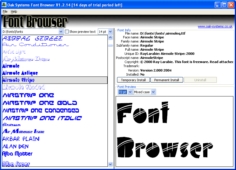 Font Browser Screenshot