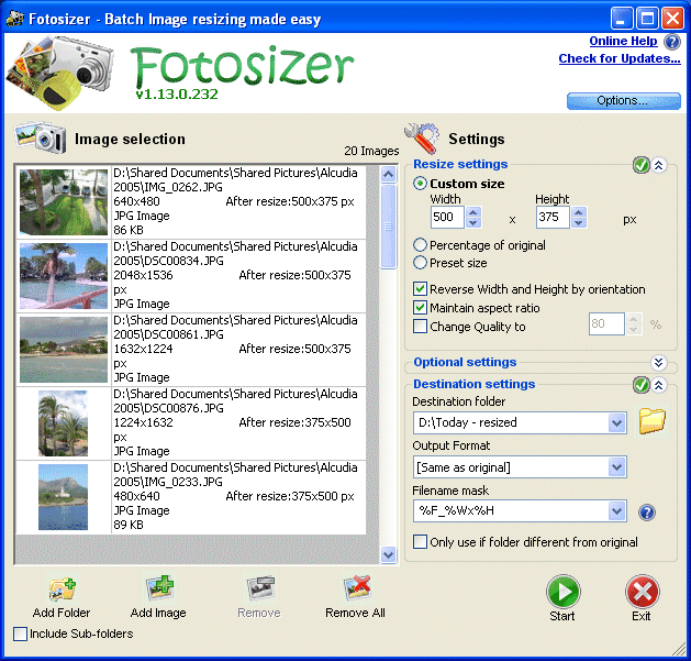Fotosizer Screenshot