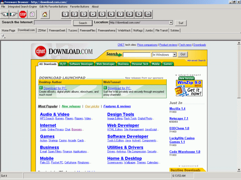 Freeware Browser Screenshot
