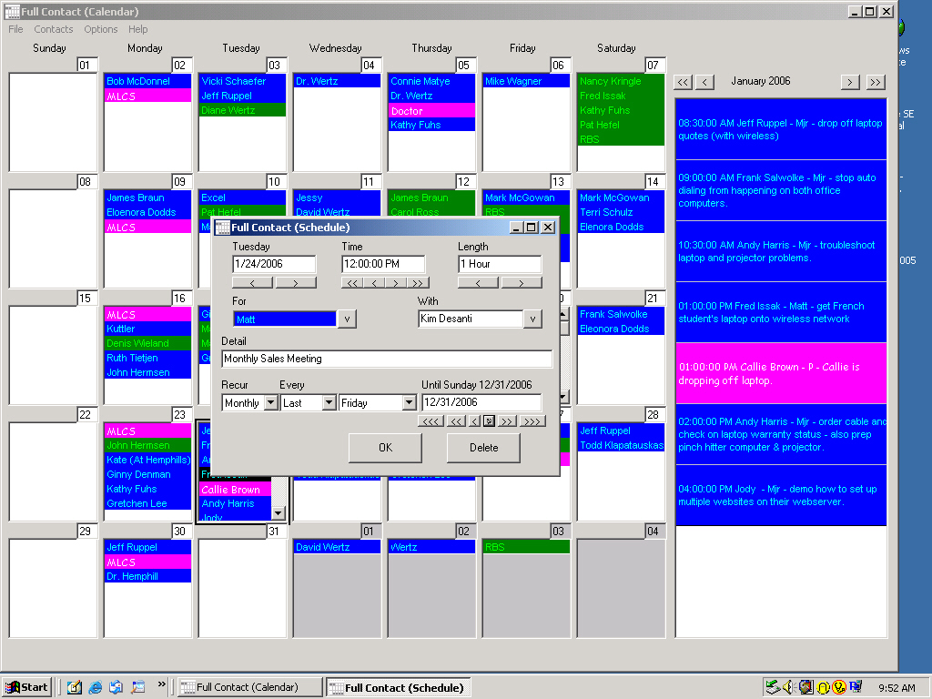 Full Contact Calendar Screenshot