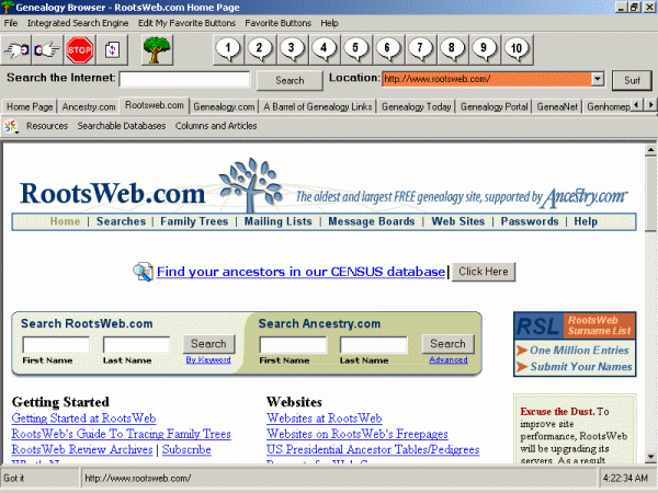 Genealogy Browser Screenshot