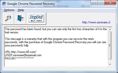 Google Chrome Password Recovery Screenshot