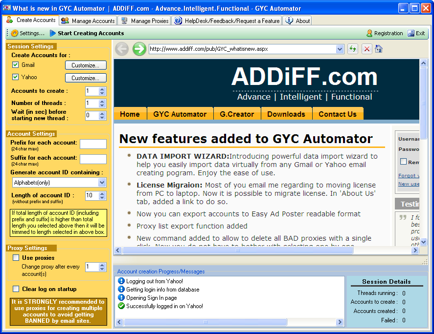 GYC Automator Screenshot