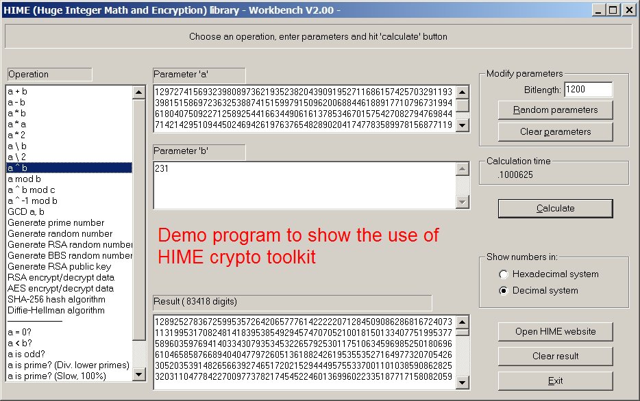 HIME: Huge Integer Math and Encryption Screenshot