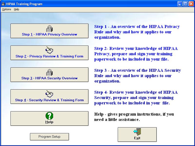 HIPAA Training Program Screenshot