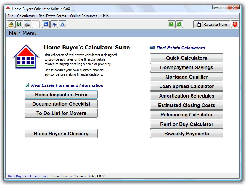 Home Buyers Calculator Suite Screenshot