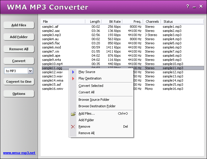 HooTech WMA MP3 Converter Screenshot