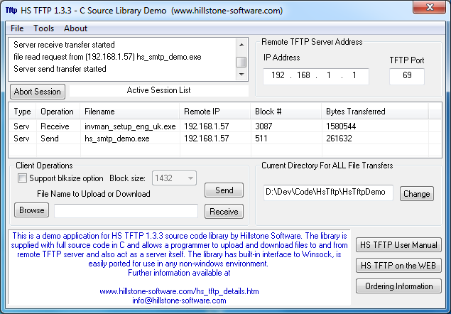 HS TFTP C Source Library Screenshot