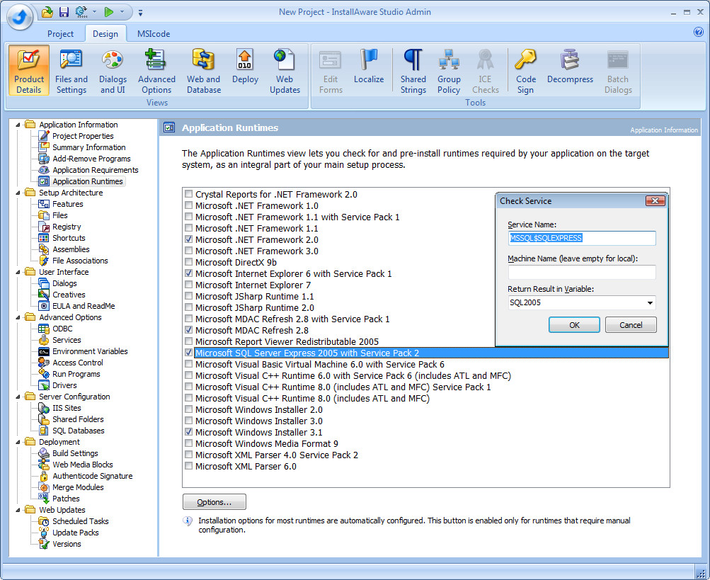 InstallAware Studio Admin for MSI Screenshot