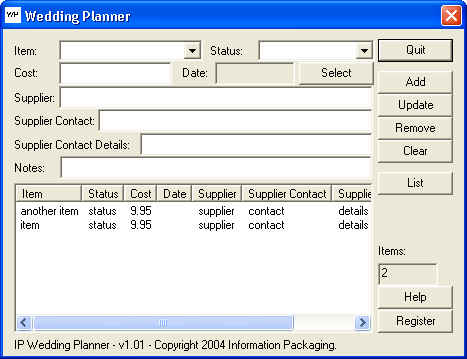 IP Wedding Planner Screenshot