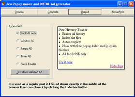 Jvw Popup maker and Dhtml AD generator Screenshot