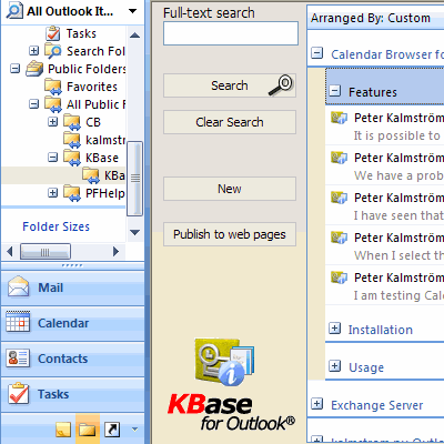 KBase for Outlook Screenshot