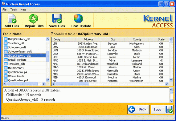 Kernel Access - Corrupt Database Repair Screenshot