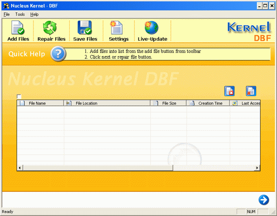 Kernel DBF - Repair corrupt DBF files Screenshot