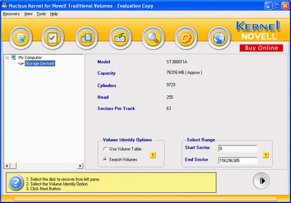 Kernel Novell - Data Recovery Software Screenshot