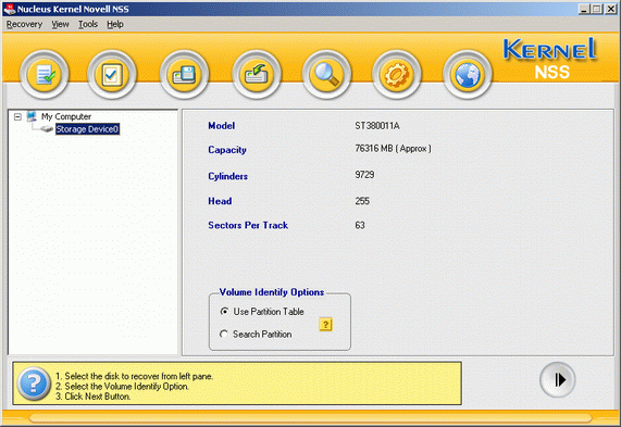 Kernel Novell NSS Data Recovery Software Screenshot