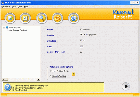 Kernel ReiserFS - Data Recovery Software Screenshot