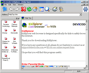 KidSplorer Web Browser Screenshot