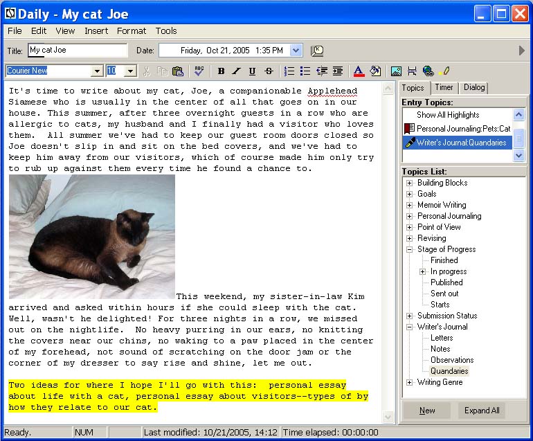 LifeJournal For Writers Screenshot