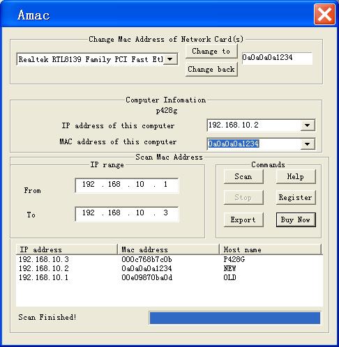 a freeware utility to spoof mac address instantly for mac
