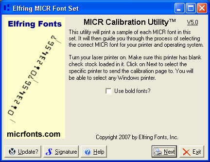 MICR Font Set Screenshot
