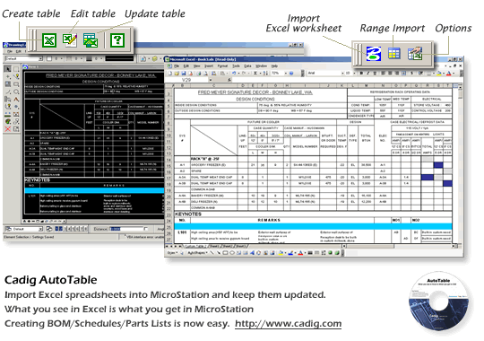 MicroStation Excel- {Cadig AutoTable 3 } Screenshot