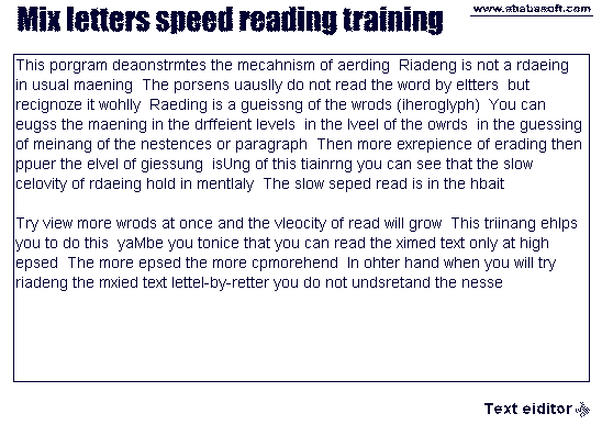 Mix letters speed reading training Screenshot