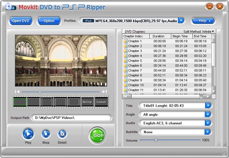 Movkit DVD to PSP Ripper Screenshot