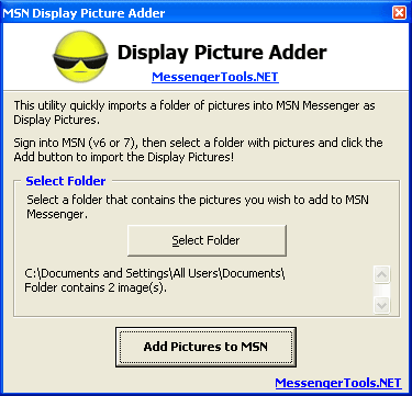 MSN Display Picture Adder Screenshot