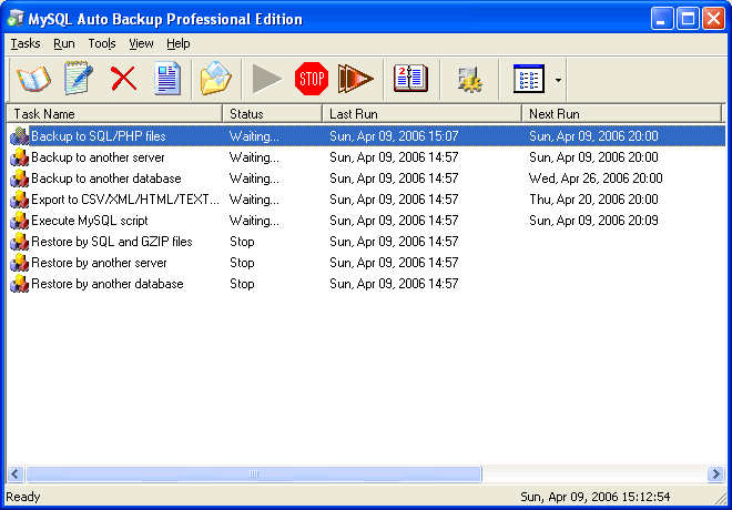 MySQL Auto Backup Professional Edition Screenshot