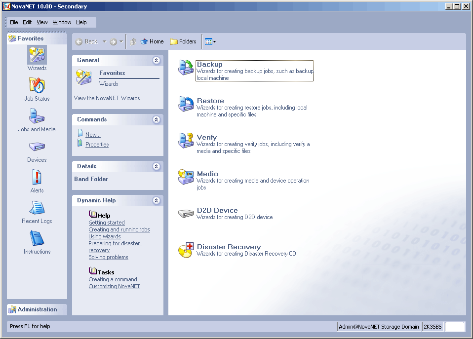 NovaNET Network Backup Screenshot