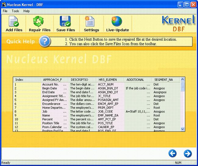 Nucleus Kernel DBF Repair Software Screenshot