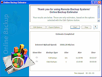 Online Backup Estimator Screenshot