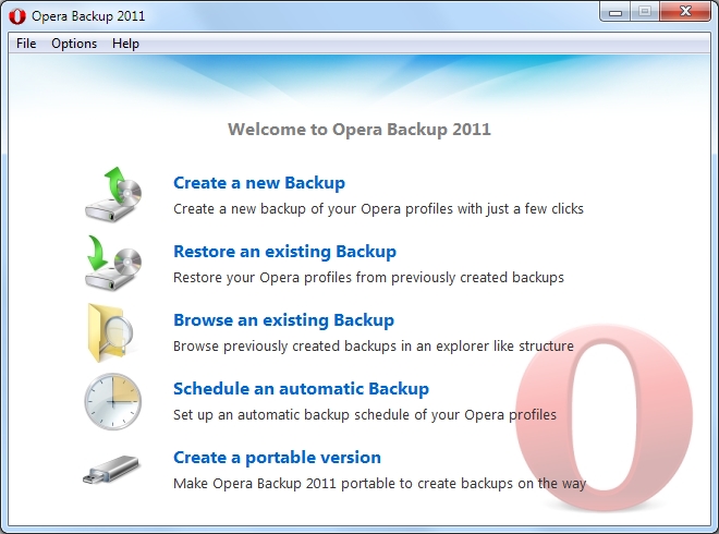 Opera Backup 2011 Screenshot