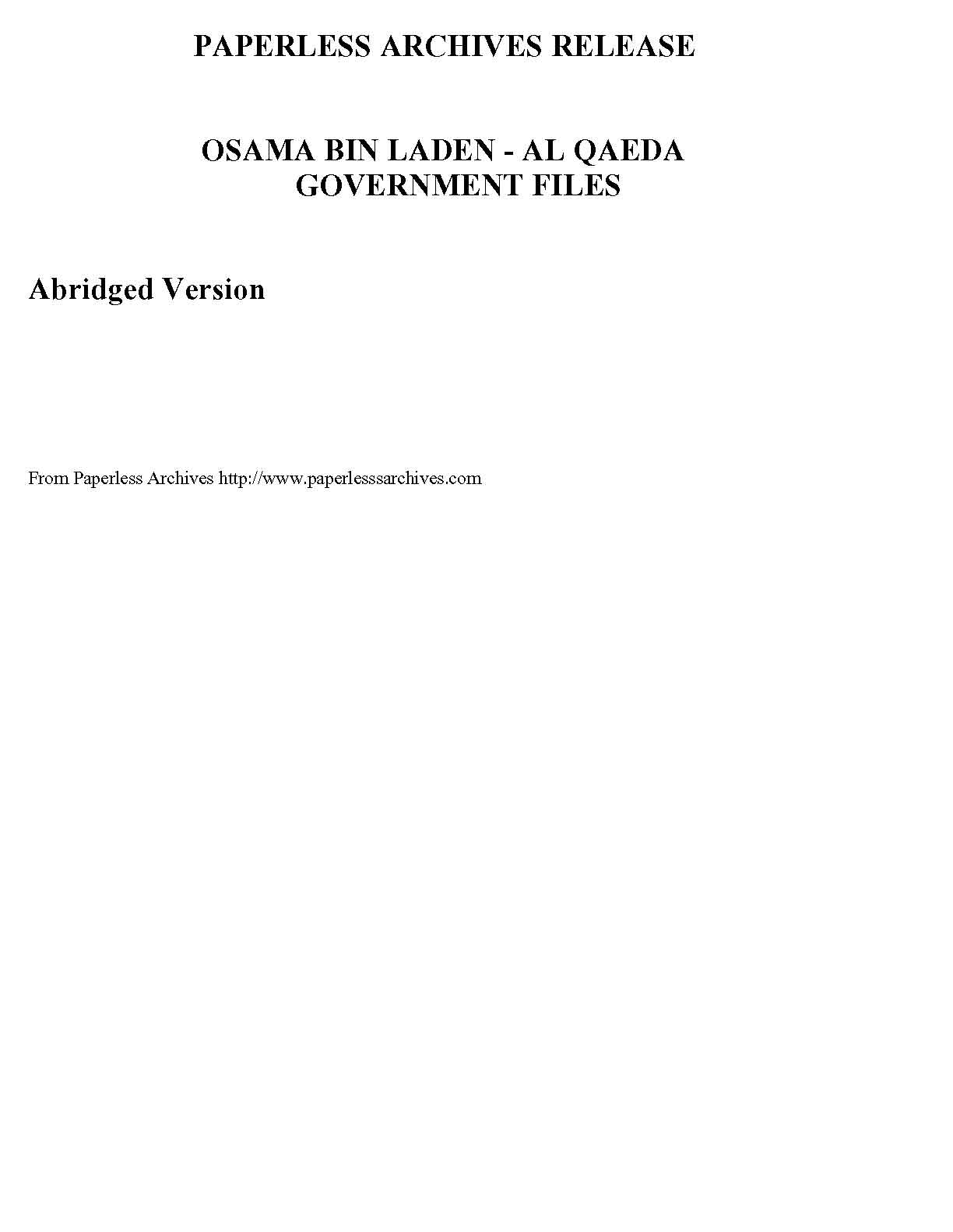 Osama Bin Laden - al Qaeda Government Files Screenshot