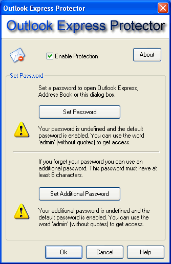 Outlook Express Protector Screenshot