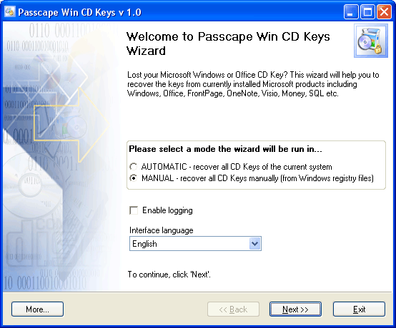 Passcape Win CD Keys Screenshot