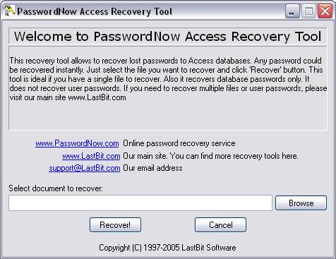 PasswordNow Access Recovery Tool Screenshot